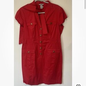 HM Sz 14 red pencil dress with belt